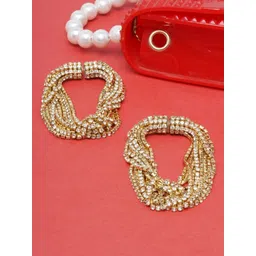 KPOP Gold-Plated Stone Studded Contemporary Drop Earrings-picture-20