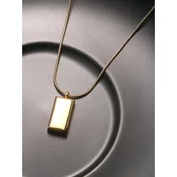 KPOP Men Stainless Steel Gold-Plated Rectangle Pendant With Chain-picture-23