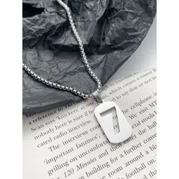 KPOP Men Stainless Steel Silver-Plated Geometric Pendant With Chain-picture-24