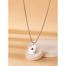 KPOP Men Stainless Steel Silver-Plated Geometric Pendant With Chain-picture-36