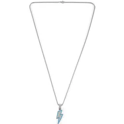 KPOP Men Stainless Steel Silver-Plated Stones Studded Contemporary Pendant With Chain-picture-35