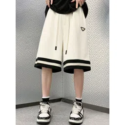 KPOP Men Striped Relaxed Fit Cotton Shorts-picture-15