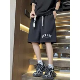 KPOP Men Typography Printed Relaxed Fit Cotton Shorts-picture-19