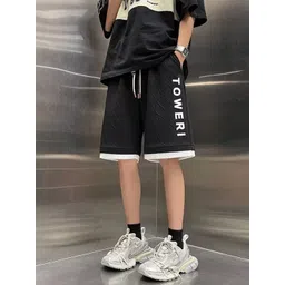 KPOP Men Typography Printed Relaxed Fit Cotton Shorts-picture-20