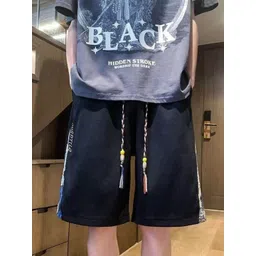 KPOP Men Typography Printed Relaxed Fit Cotton Shorts-picture-21