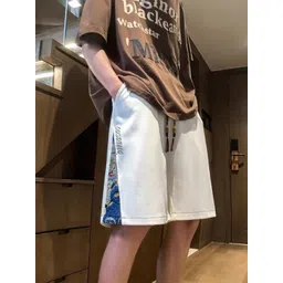 KPOP Men Typography Printed Relaxed Fit Knee Length Cotton Shorts-picture-24