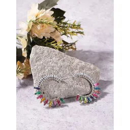 KPOP Silver-Plated Rhinestone Contemporary Half Hoop Earrings-picture-16