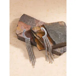 KPOP Silver-Plated Rhinestone Studded Contemporary Drop Earrings-picture-38