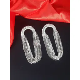 KPOP Silver-Plated Rhinestone Studded Contemporary Drop Earrings-picture-11