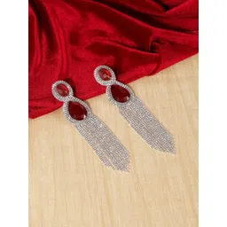 KPOP Silver-Plated Rhinestone Studded Contemporary Drop Earrings-picture-13