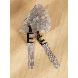 KPOP Silver-Plated Rhinestone Studded Tasselled Drop Earrings-picture-28