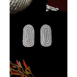 KPOP Silver-Plated White Rhinestone Contemporary Drop Earrings-picture-33