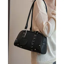 KPOP Textured PU Bowling Shoulder Bag-picture-10