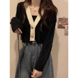 KPOP Women Cable Knit Crop Cardigan-picture-27