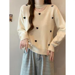 KPOP Women Cashmere Pullover with Applique Detail-picture-22