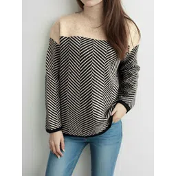 KPOP Women Chevron Striped Pullover-picture-24