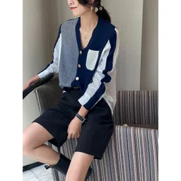 KPOP Women Colourblocked Cardigan-picture-42