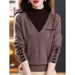 KPOP Women Colourblocked Pullover-image-34