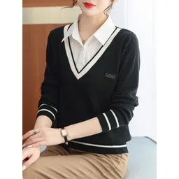KPOP Women Colourblocked Pullover-picture-25