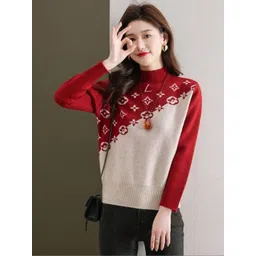 KPOP Women Colourblocked Pullover image 1