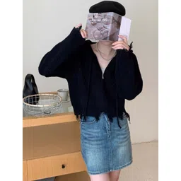 KPOP Women Crop Pullover with Fringed Detail-picture-26