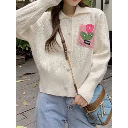 KPOP Women Embroidered Crop Cardigan with Embroidered Detail-picture-11