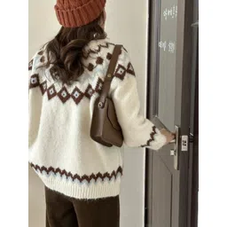 KPOP Women Fair Isle Printed Pullover image 2