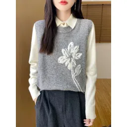 KPOP Women Floral Sweater Vest-picture-23