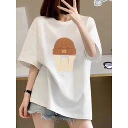 KPOP Women Graphic Printed Round Neck Cotton Relaxed Fit T-shirt-picture-21