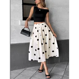 KPOP Women Printed Flared Midi Skirts-picture-30
