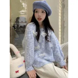 KPOP Women Pullover with Applique Detail image 1