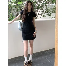 KPOP Women Round Neck Short Sleeves Bodycon Dress-picture-36