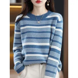 KPOP Women Striped Cashmere Pullover-picture-23