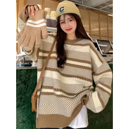 KPOP Women Striped Pullover-picture-29