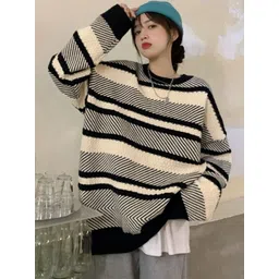 KPOP Women Striped Pullover-picture-27