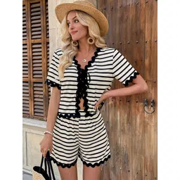 KPOP Women Striped Top with Shorts-picture-33