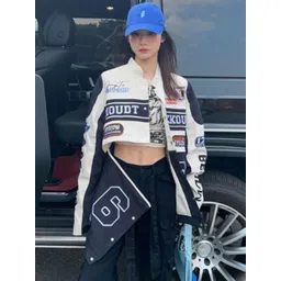 KPOP Women Typography Crop Open Front Jacket-picture-34