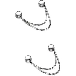 KPS Magnetic Clothing Clips with Chain | Durable Strong Magnet Clip for T-Shirt/Shirt/Pant/Cuff Holder/Trousers | Multi-Use Metal Pinless Brooch for Women/Girls (Pack of 2 PCs,Multicolor)-picture-42