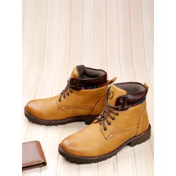 KRAASA Men Tan Solid Boots-picture-11