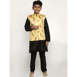 KRAFT INDIA Boys Black Dupion Silk Kurta with Pyjamas-picture-20