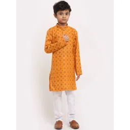 KRAFT INDIA Boys Ethnic Motifs Printed Pure Cotton Kurta with Pyjamas-picture-11