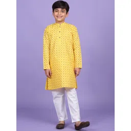 KRAFT INDIA Boys Ethnic Motifs Woven Design Kurta with Pyjama-picture-21