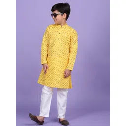 KRAFT INDIA Boys Floral Printed Mandarin Collar Straight Kurta-picture-16