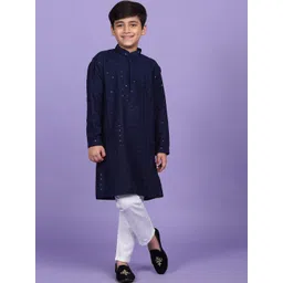 KRAFT INDIA Boys Geometric Embroidered Mandarin Collar Sequins Kurta-picture-29