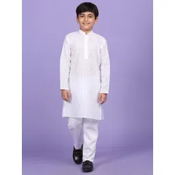 KRAFT INDIA Boys Geometric Embroidered Mandarin Collar Straight Kurta-picture-30
