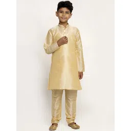 KRAFT INDIA Boys Gold-Toned Dupion Silk Kurta with Pyjamas-picture-35