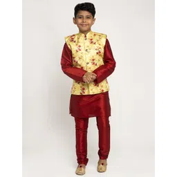 KRAFT INDIA Boys Maroon Dupion Silk Kurta with Churidar-picture-28