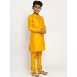 KRAFT INDIA Boys Mustard Yellow Silk Kurta with Churidar image 5