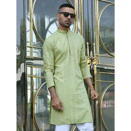 KRAFT INDIA Embroidered Mandarin Collar Thread Work Straight Kurta-picture-36