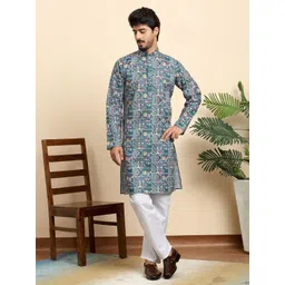 KRAFT INDIA Floral Printed Mandarin Collar Kurta-picture-32